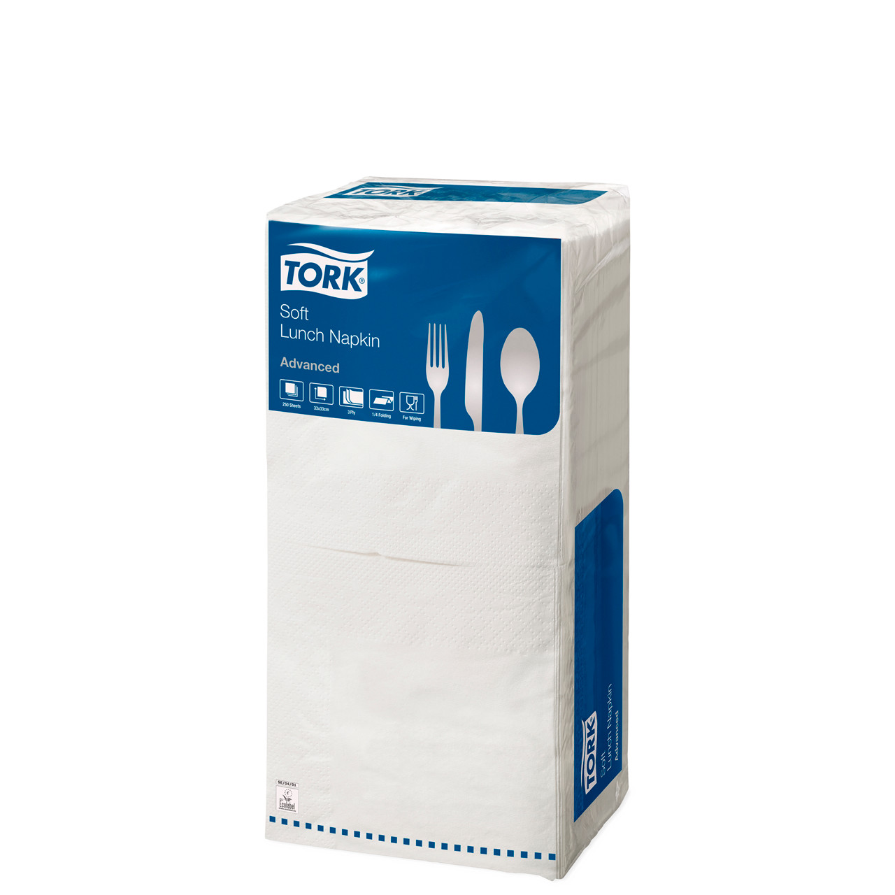 Frokostservietter - Tork 15129 - 3-lags - Hvid - 33 cm - 10x150 stk
