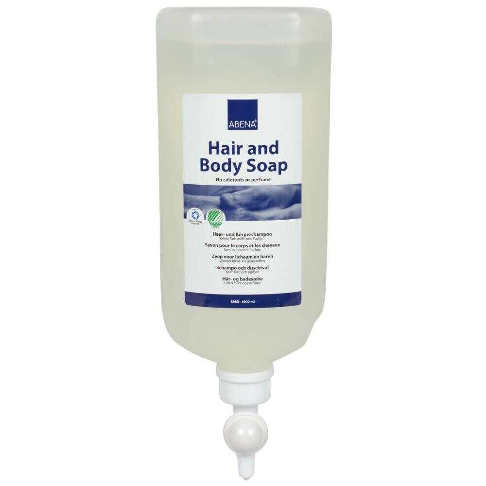 Shampoo – hår og body – Abena – uden farve og parfume – 1000 ml