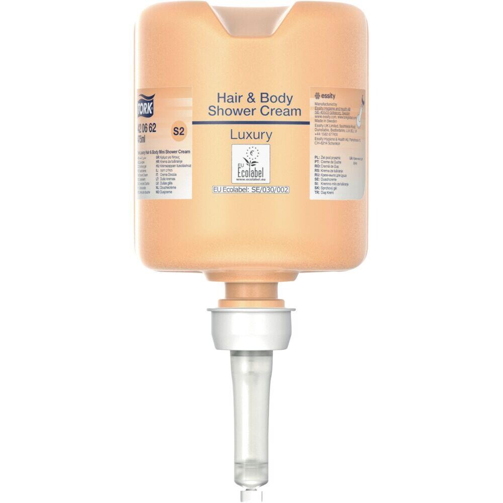 Shampoo til hår og krop cream Tork S2 Premium 475 ml med farve og parfume mini - 8 stk