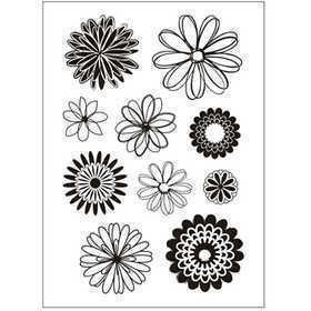 Silikonestempler, ark 11x15,5 cm, blomster, 1ark