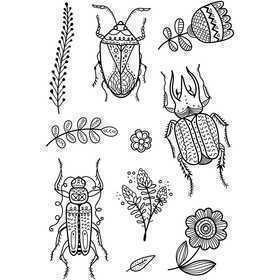 Silikonestempler, ark 11x15,5 cm, insekter, 1ark