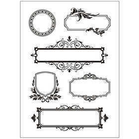 Silikonestempler, ark 11x15,5 cm, rammer med ornamenter, 1ark