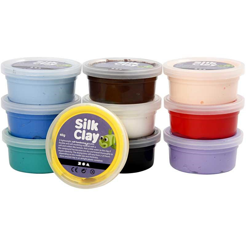 Silk Clay assorteret farver | 10 x 10 dåser