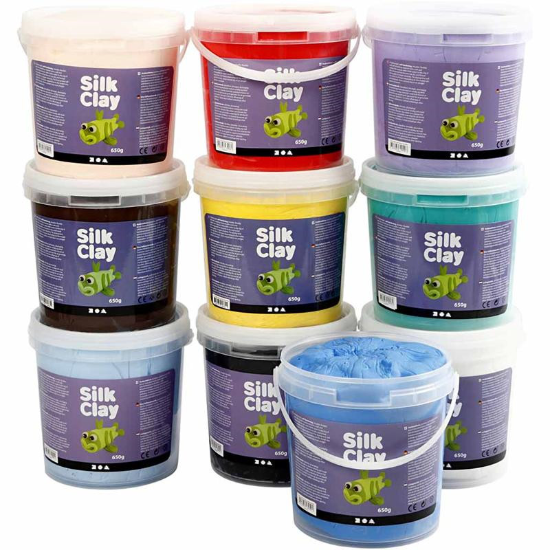 Silk Clay assorteret farver - 10 x 650 gram