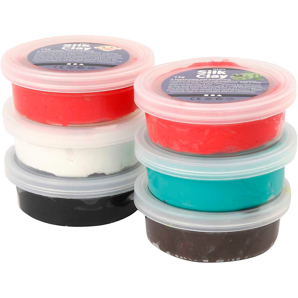 Silk Clay assorteret farver jul | 6 x 14 gram