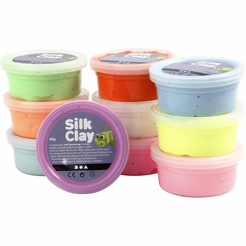 Silk Clay assorteret farver Basic 2 - 10 x 40 gram