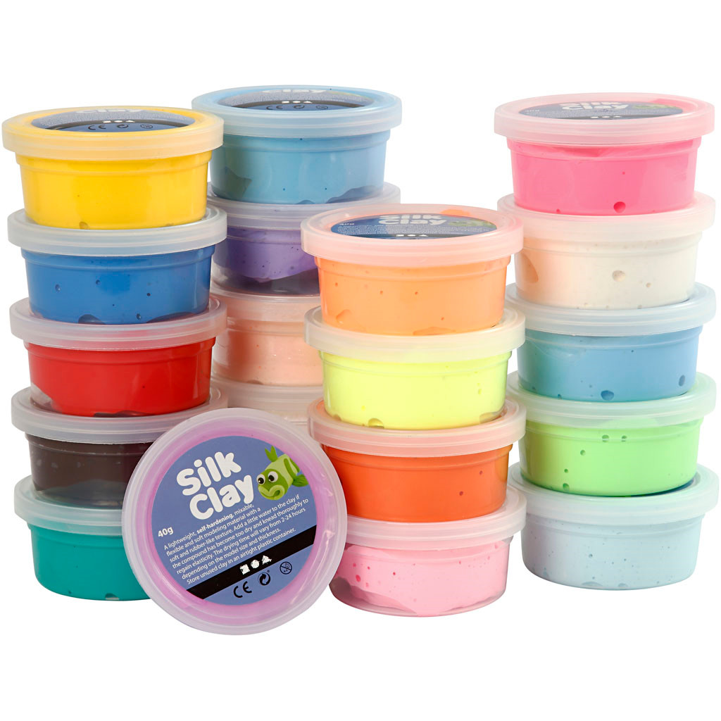 Modellermasse - Silk Clay - forskellige farver - 20 bøtter