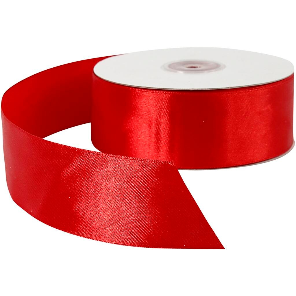 Silkebånd bredde 38 mm rød - 50 meter