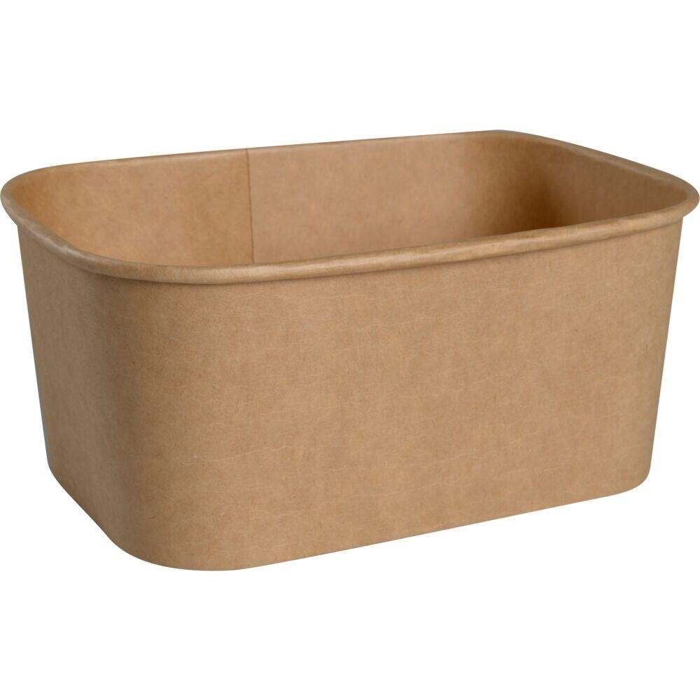 Skål 17x12x7,5cm 1000 ml brun kraft PE 34 oz rektangulær - 300 stk