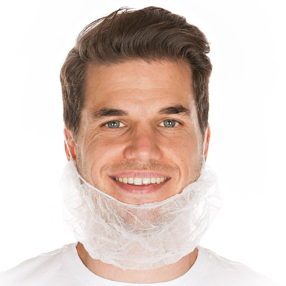Skægbind - Hvid Nonwoven Polypropylen XL - Latex-fri - 100 stk
