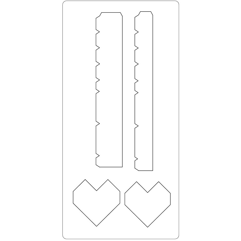 Skæreskabelon str. 15,2x30,37 cm tykkelse 15 mm hjerteboks - 1stk