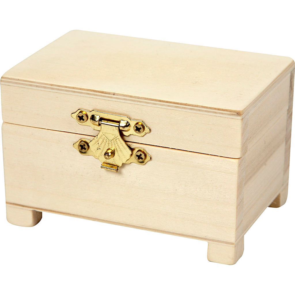 Trækasser med låg 6x9x6cm skattekiste - 3stk