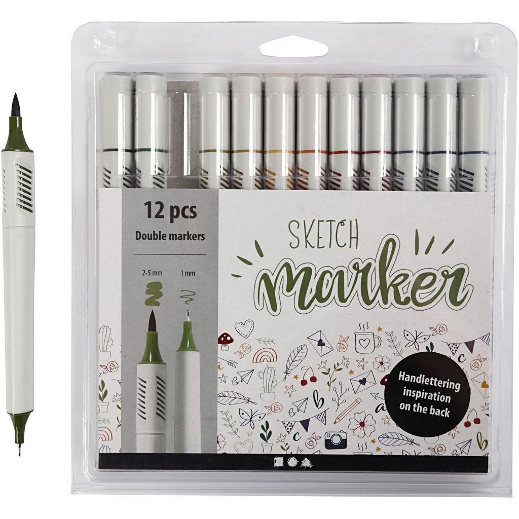Sketch Marker - douche farver 12 stk