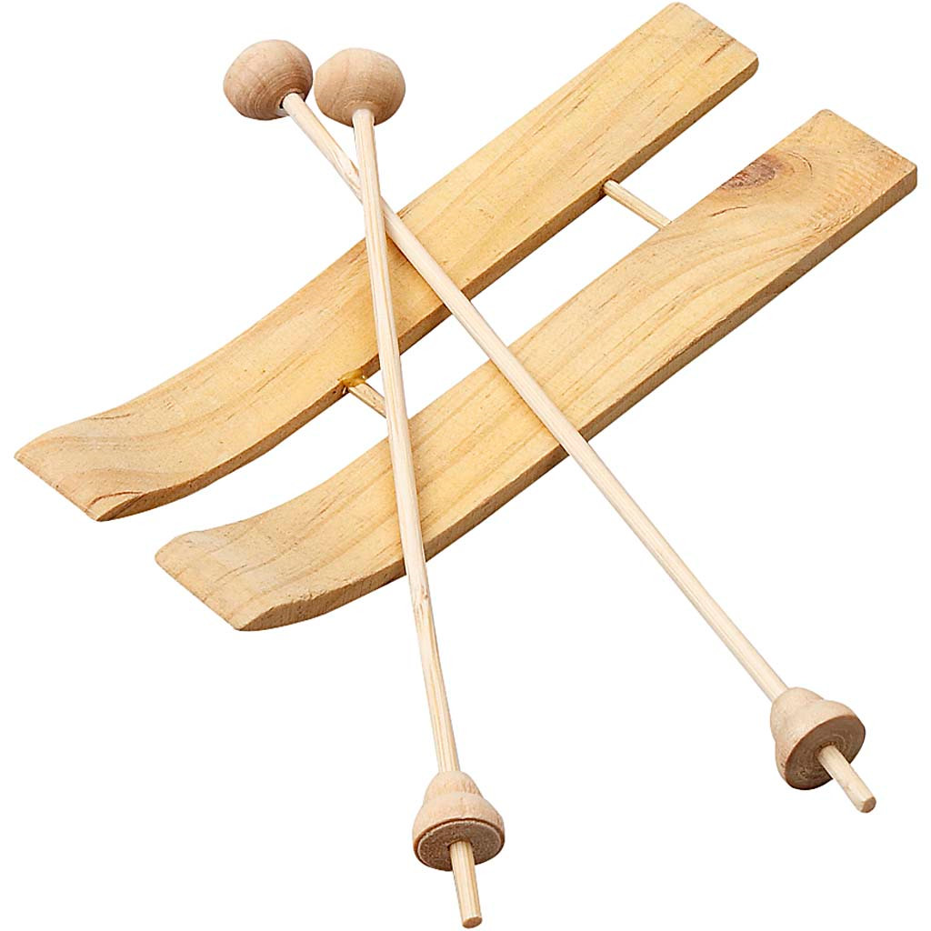 Ski med stave størrelse 11 x 3,8 cm fyr - 3 par