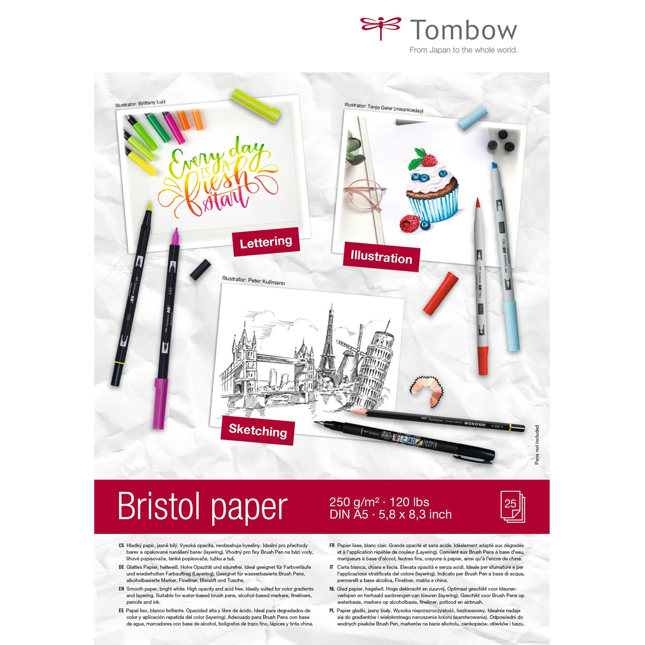 10 stk. Skitseblok Tombow Bristol A5 250g 25ark - Køb minimum 10 stk.