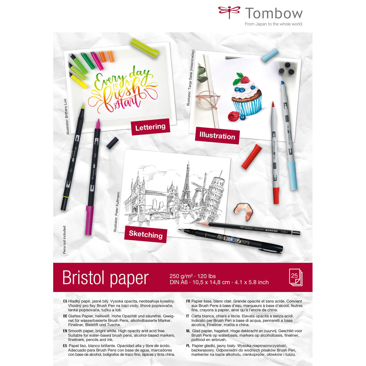10 stk. Skitseblok Tombow Bristol A6 250g 25ark