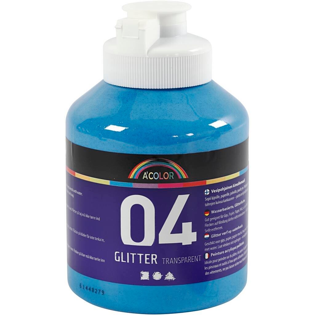 Akrylmaling glitter blå 500 ml
