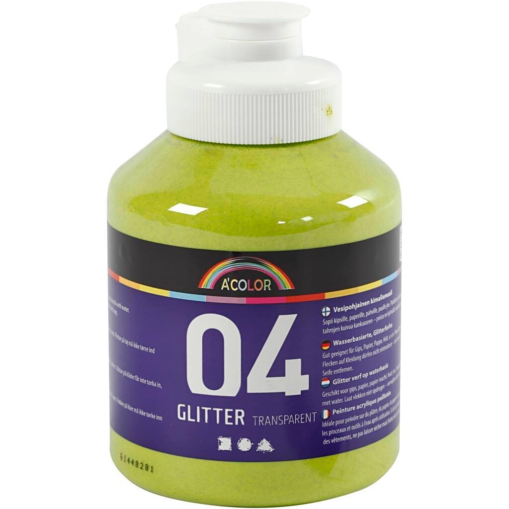 Akrylmaling glitter limegrøn 500 ml