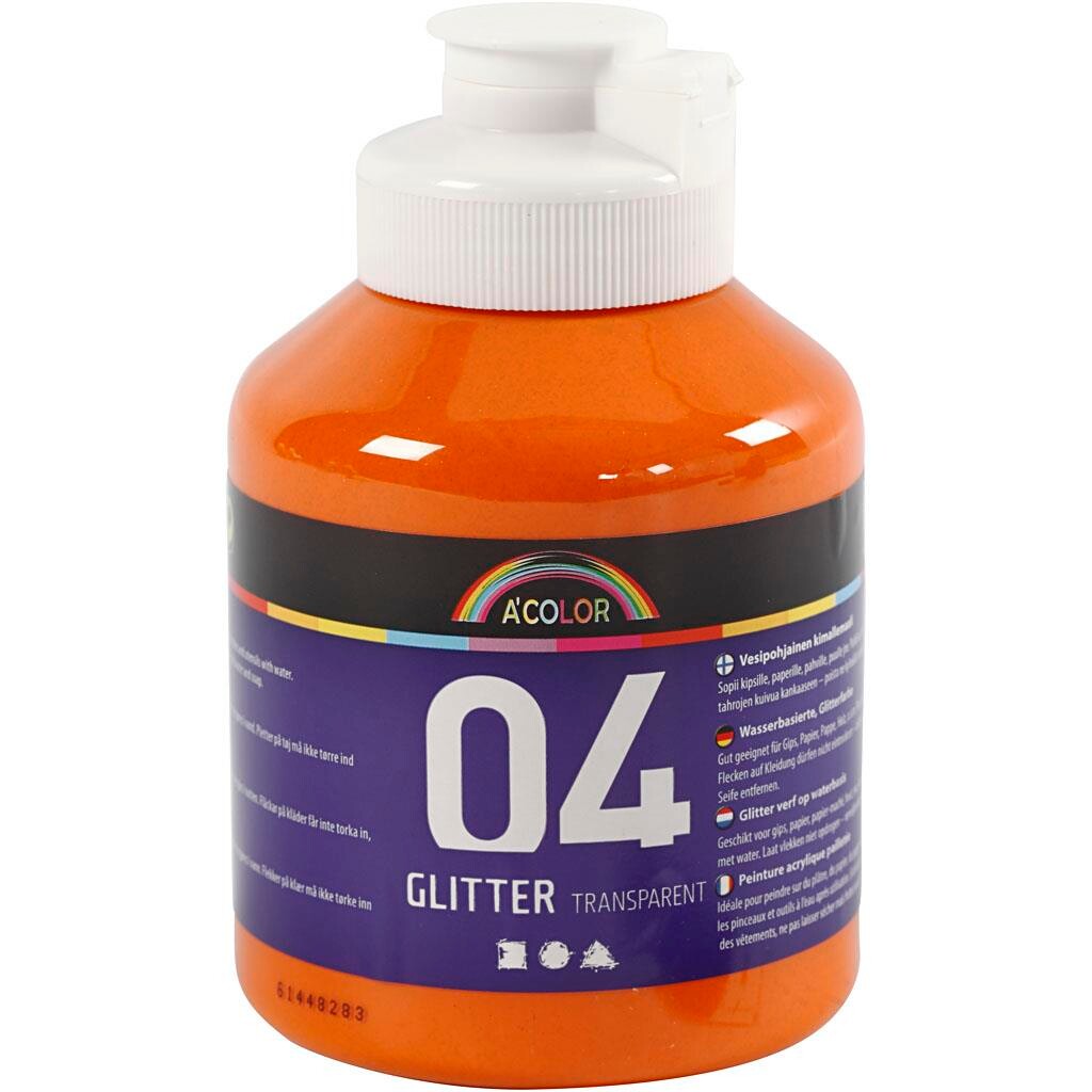 Akrylmaling glitter orange 500 ml