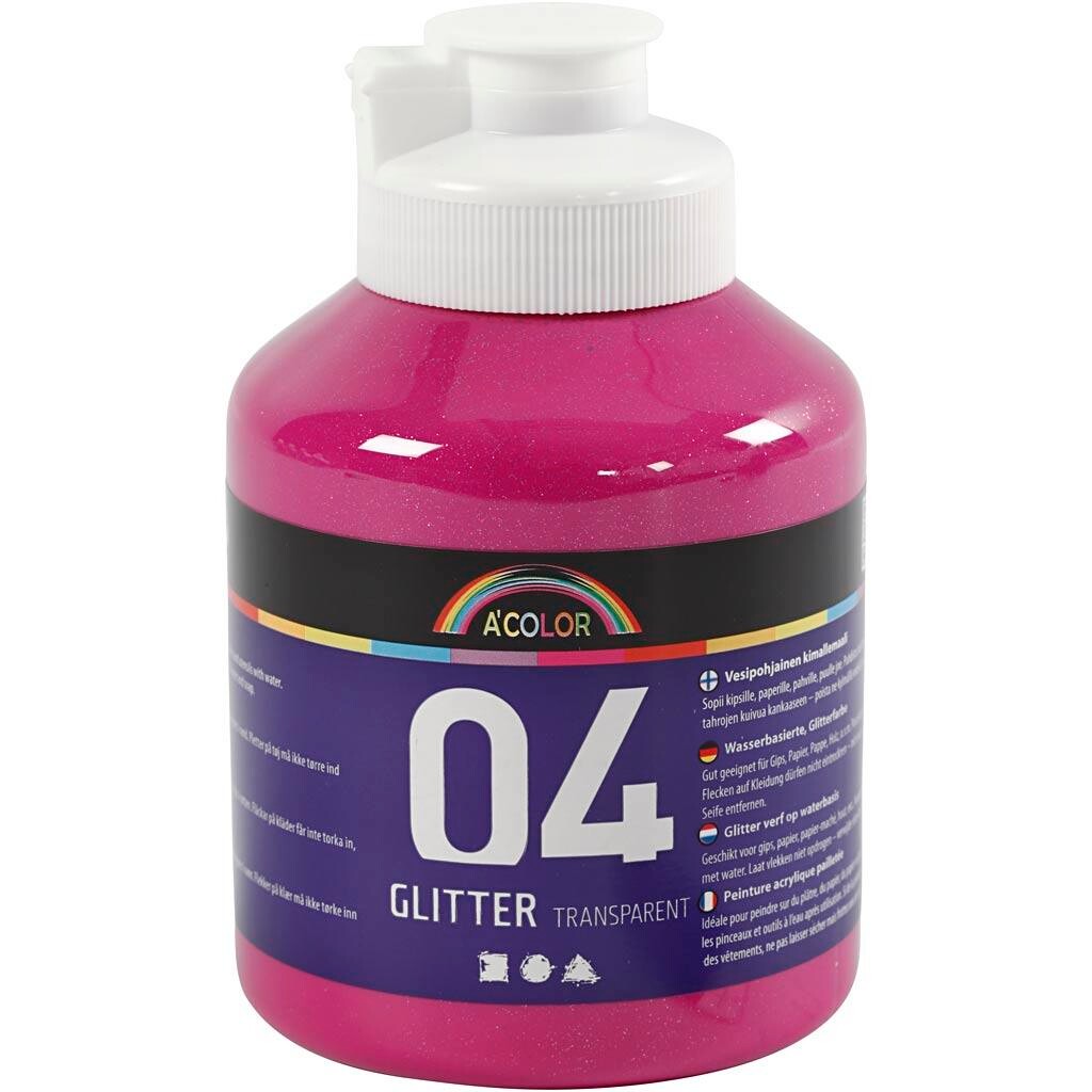 Akrylmaling glitter pink 500 ml