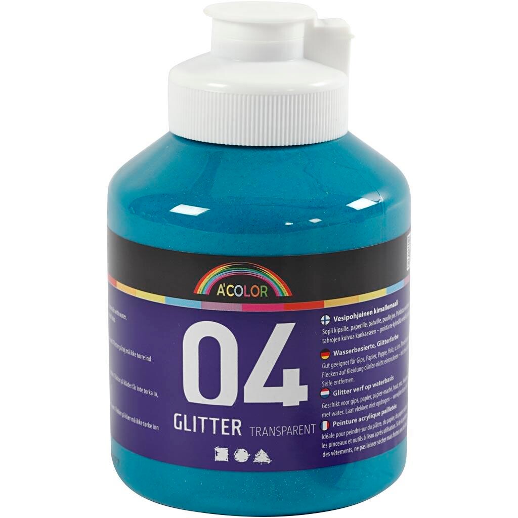 Akrylmaling glitter turkis 500 ml