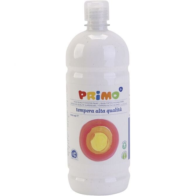 Skole temperamaling mat, hvid, mat, 1000 ml