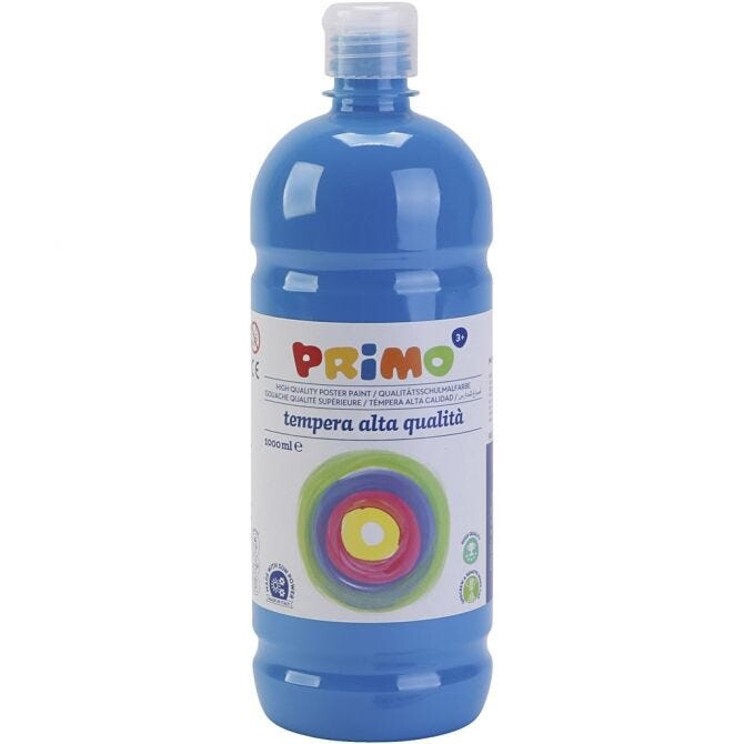 Skole temperamaling mat, primær blå, mat, 1000 ml