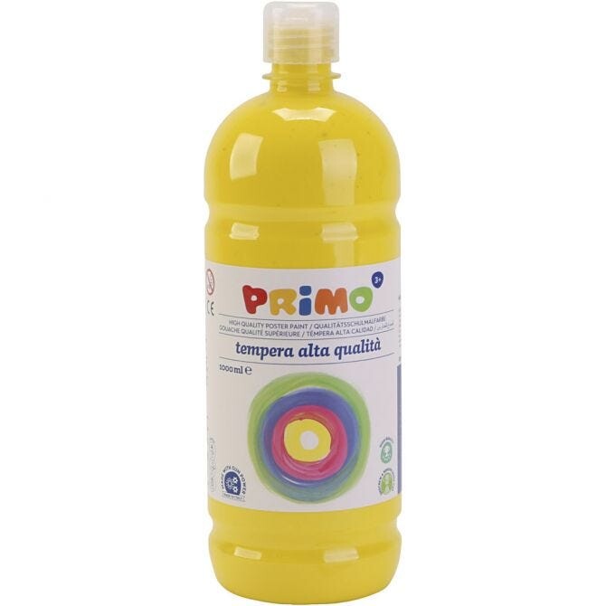 Skole temperamaling mat, primær gul, mat, 1000 ml