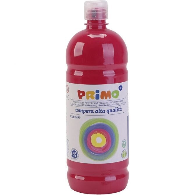 Skole temperamaling mat, primær rød, mat, 1000 ml