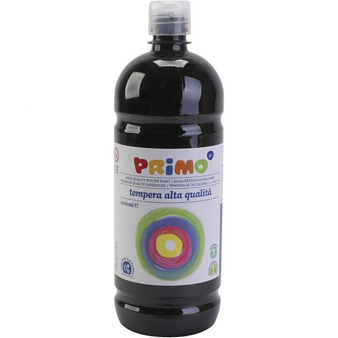 Skole temperamaling mat, sort, mat, 1000 ml
