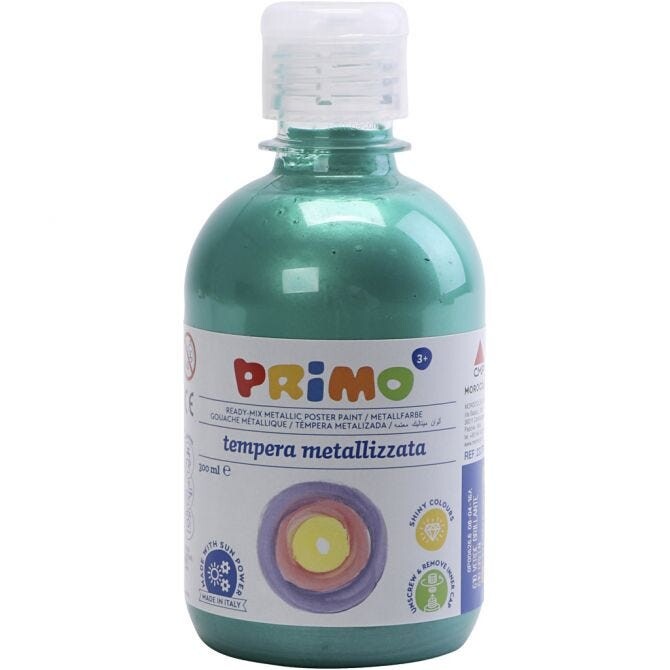 Skole temperamaling metallic, grøn, 300 ml
