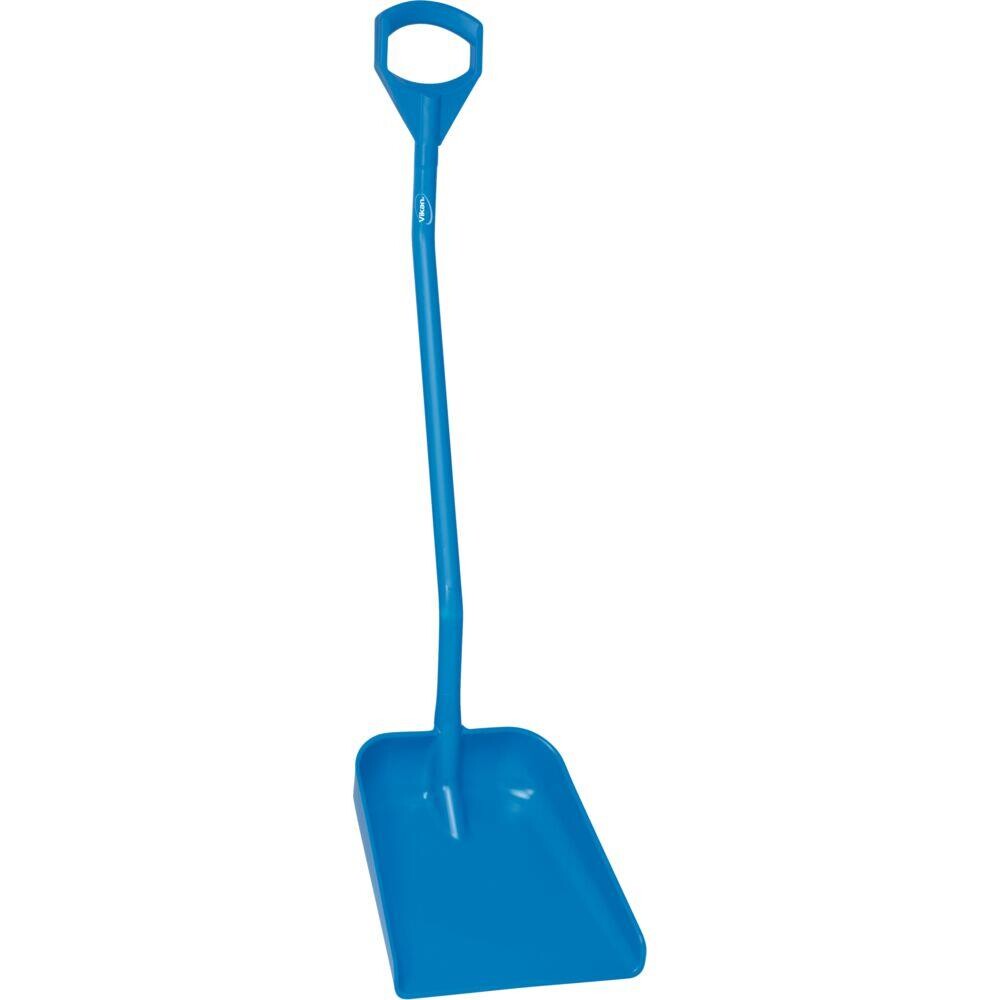 Skovl, Vikan Hygiejne, blå, langt skaft, stort blad,