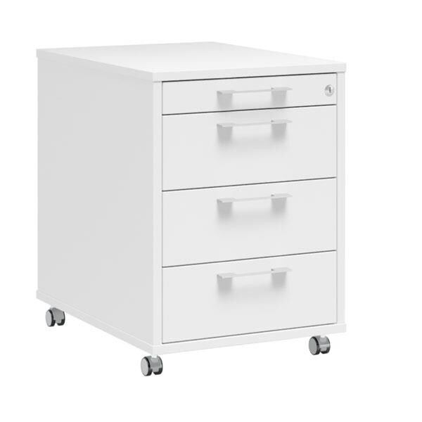 Skuffer med hjul, DNA, 432x580x595 mm Hvid, 4 skuffer