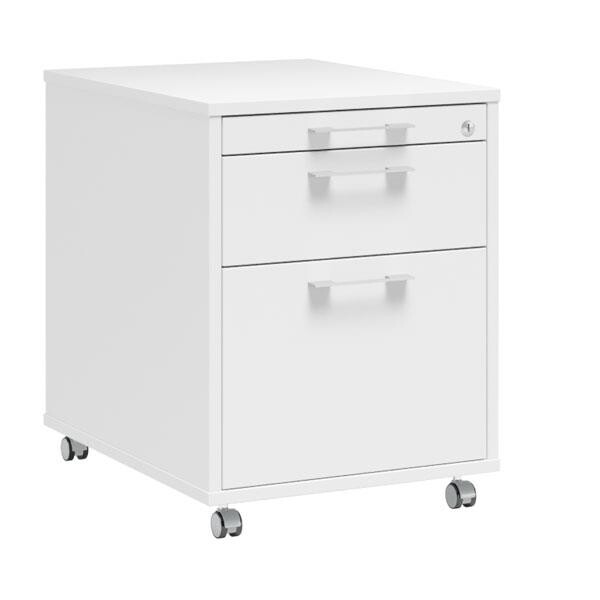Kommode med hjul, DNA, 458x580x595 mm Hvid, 3 skuffer