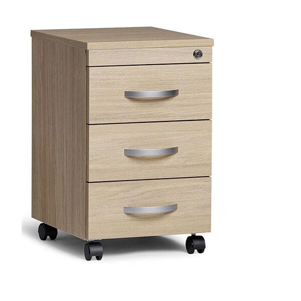 Skuffesektion - Ergoff Ekoflex - 3 skuffer - Eg - Med hjul