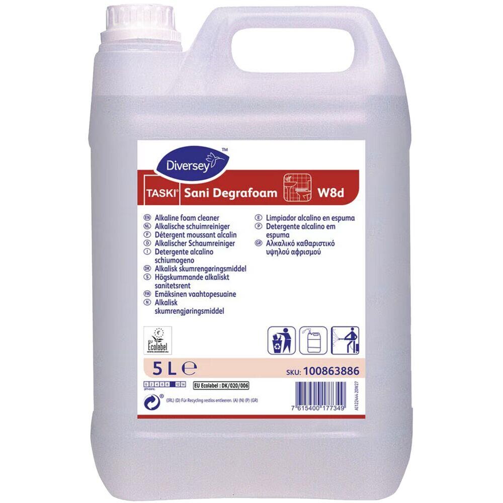 Skumrengøring - Diversey Sani Degrafoam W8d - Alkalisk/affedtende - Uden klor, farve, parfume - 5 L - 2 stk