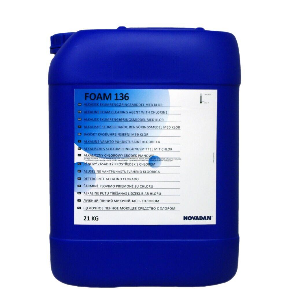 Skumrengøring - Novadan Foam 136 - Alkalisk/affedtende - Med klor - Uden farve og parfume - 20 L