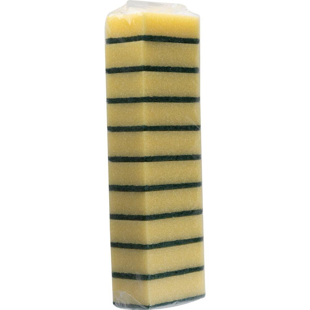 Skuresvamp, 9x5,5x2,8cm, grøn, polyester/polyether, grov skureeffekt - 10 stk