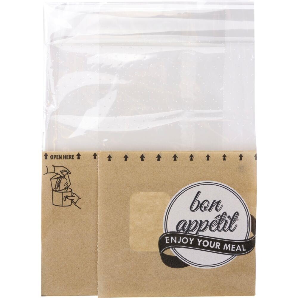 Snack bag, 21,5x13x7,5cm, brun, papir/PET, sidefalset, med afriv - 1000 stk
