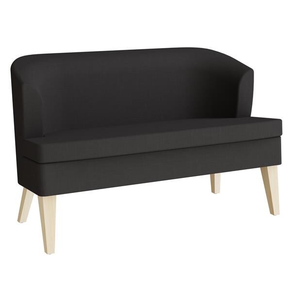 Sofa - Helan - 2-pers - Sort tekstil - Ben i birk