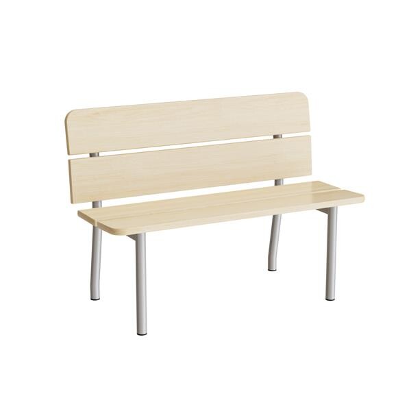 Træbænk Pausa 551, 1100 mm, birk laminat, alugråt stel