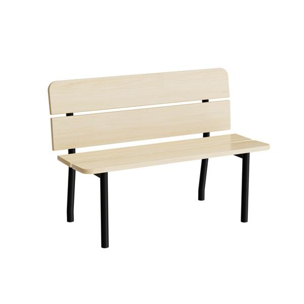 Træbænk Pausa 551, 1100 mm, birkelaminat, sort stel