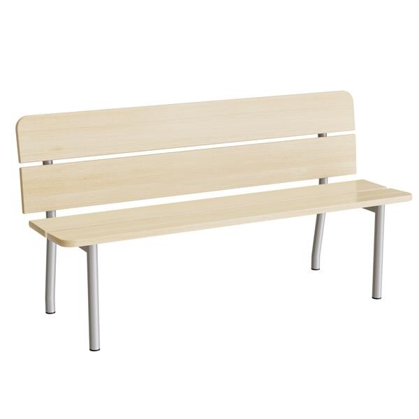 Træbænk Pausa 551, 1500 mm, birk laminat, alugråt stel