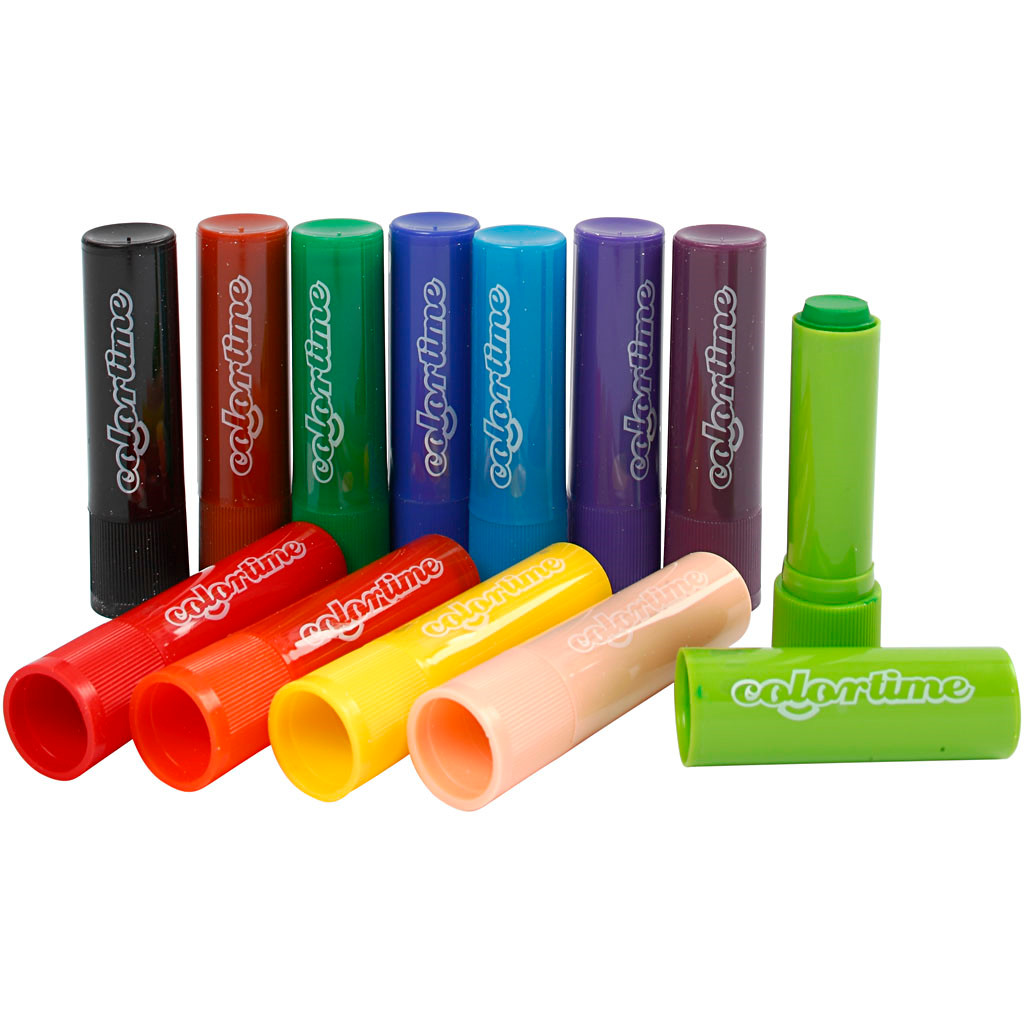 Farvestift - Soft Color Stick - 6,5 g - 8 cm - 120 stk - Ass. farver