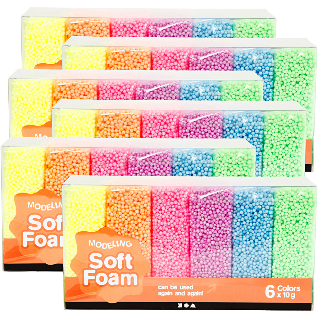 Soft Foam, ass. farver, 6x6pk.