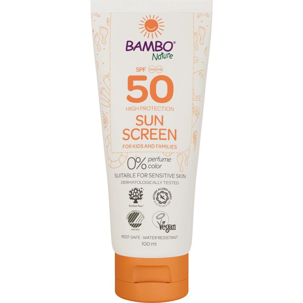 Solcreme - Bambo Nature - SPF 50 - uden farve og parfume - 100 ml - 6 stk