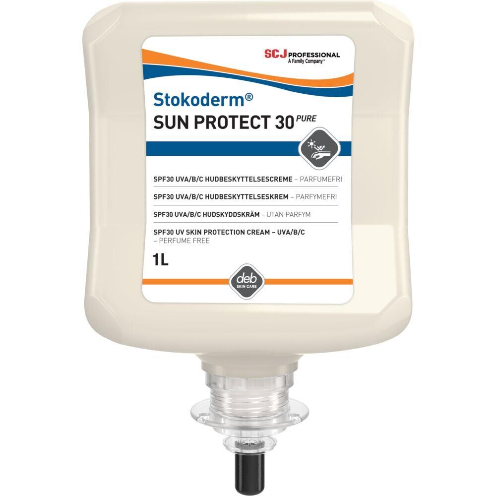 Solcreme, Deb Stokoderm Sun Protect 30 PURE, 1000 ml, vandfast, uden parfume, SPF 30