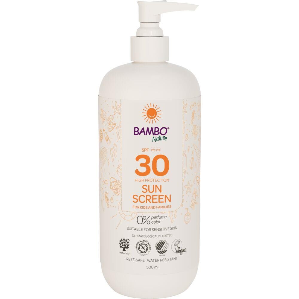 Sollotion, Bambo Nature, 500 ml, SPF 30, uden farve og parfume, 23% fedt, SCA - 6 stk