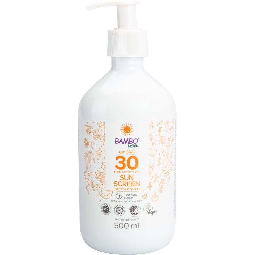 Sollotion, Bambo Nature, 500 ml, UVA- og UVB-beskyttelse, SPF 30, uden farve og parfume - 6 stk