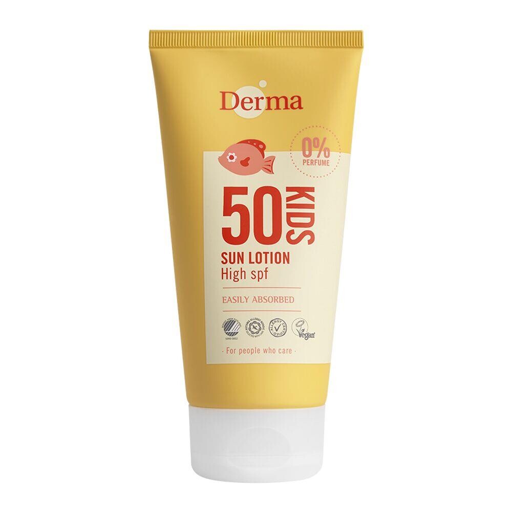 Sollotion, Derma Sun Kids, 150 ml, SPF 50, med farve uden parfume - 6 stk